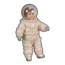 Vintage brown hair astronaut printed wood cutout