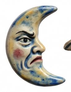 Vintage crescent moon face wood cutout thumbnail
