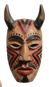 Horned painted mask wood cutout thumbnail