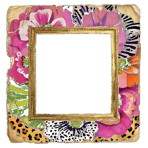 Pink floral leopard square frame printed wood cutout