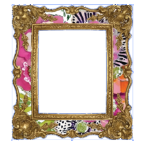 Ornate gold pink floral leopard frame printed wood cutout