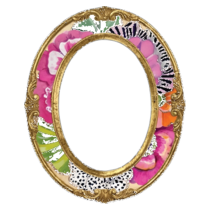 Pink floral leopard oval frame printed wood cutout