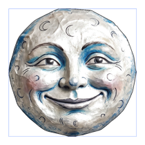 Vintage moon face printed wood cutout