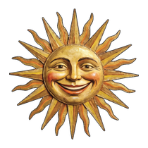 Vintage sun face printed wood cutout