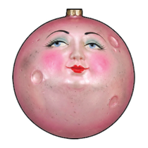 Pink moon face printed wood cutout
