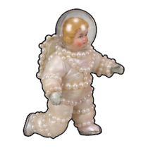 Vintage blonde astronaut printed wood cutout