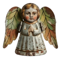 Vintage angel ornament with metal wings and painted child face