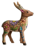 Vintage floral painted deer figurine with colorful flowers