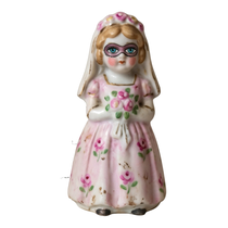 Masked bride figure printed wood cutout