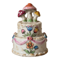 Floral mushroom wedding cake printed wood cutout