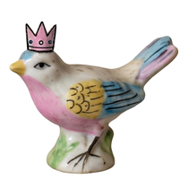 Pastel crowned bird printed wood cutout