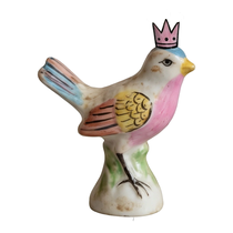Pink breasted crowned bird printed wood cutout