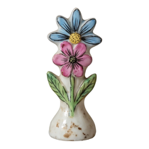 Blue and pink flower vase printed wood cutout