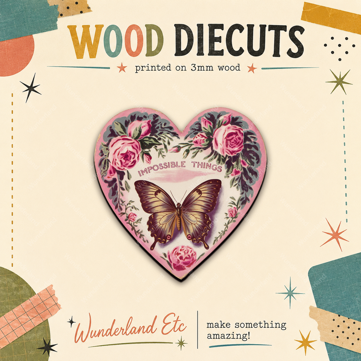 Impossible Things Butterfly Heart Wood Cutout