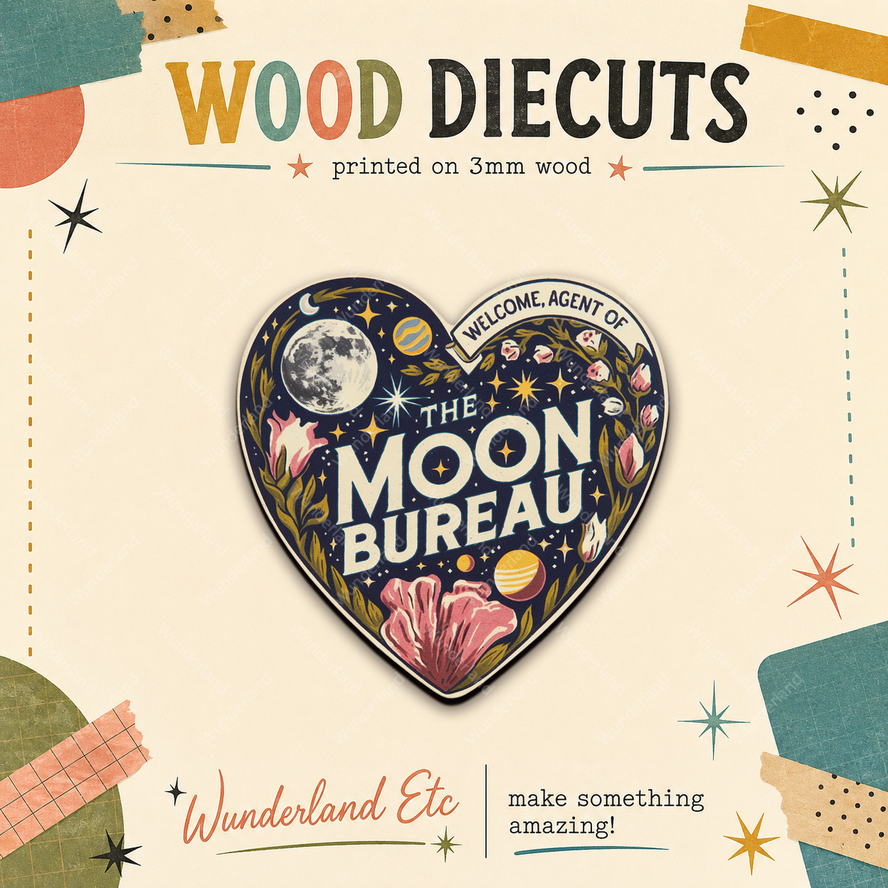 Moon Bureau Heart Wood Cutout